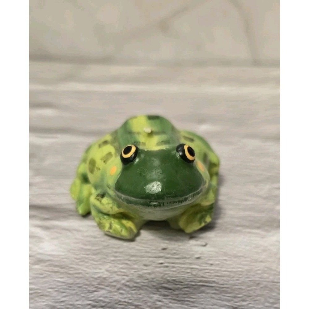Handpainted Green Frog Wax Candle Approximately 2×3" Never Been Lit Vintage